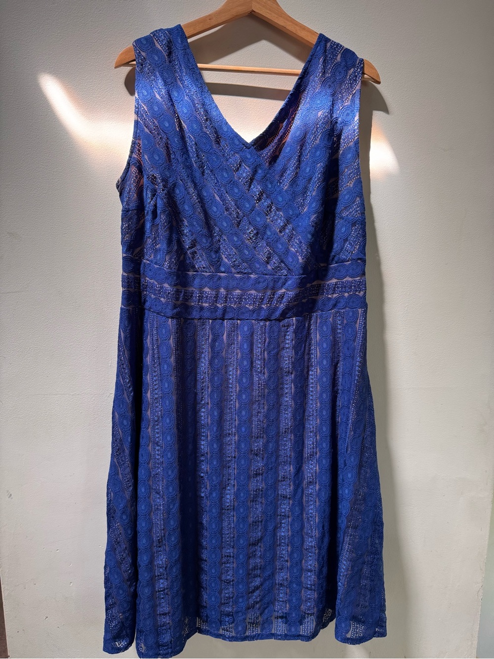 Harper Royal Blue V-Neck Lace A-Line Dress